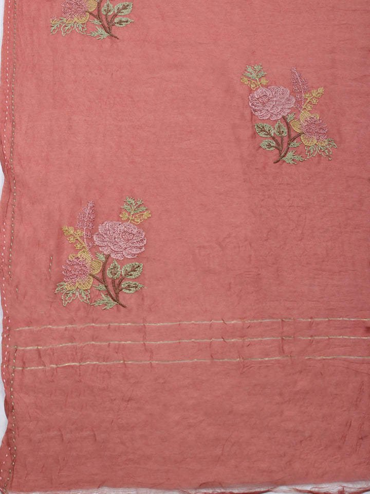 Embroidered Muslin Unstitched Suit With Pant &amp; Dupatta