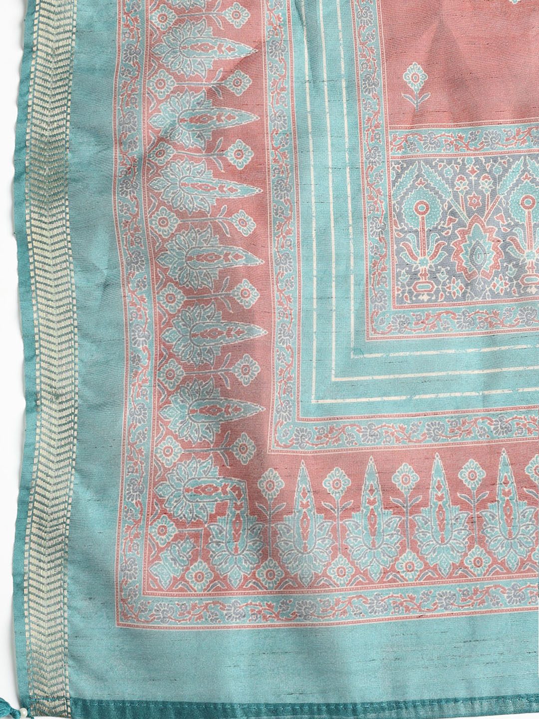 Neck Embroidered Chanderi Unstitched Suit With Dupatta