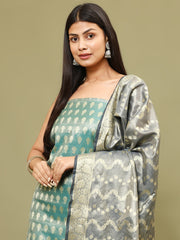 Woven Chanderi Unstitched Suit With Dupatta