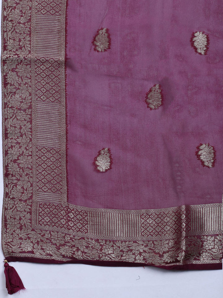 Embroidered Art Silk Unstitched Suit With Dupatta