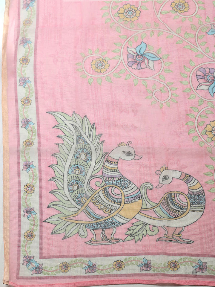Embroidered Cotton Blend Unstitched Suit With Pant &amp; Dupatta