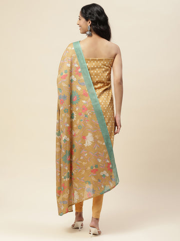 Printed Cotton Blend Unstitched Suit With Dupatta