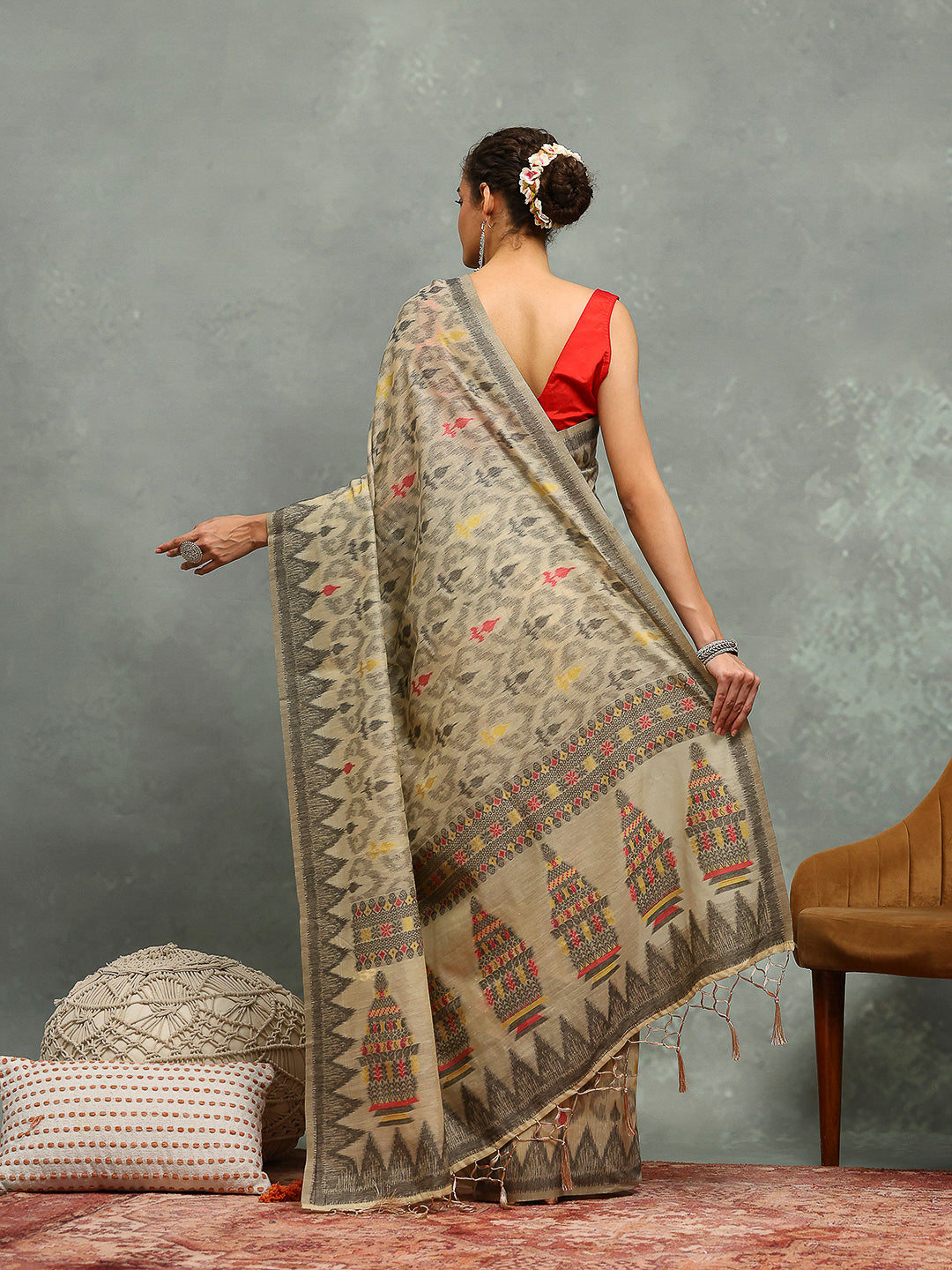 Resham Booti Woven Cotton Saree