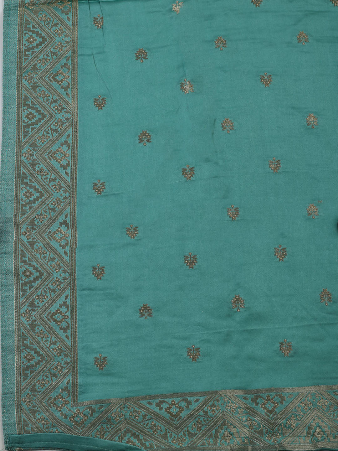 Woven Design Chanderi Unstitched Suit With Dupatta