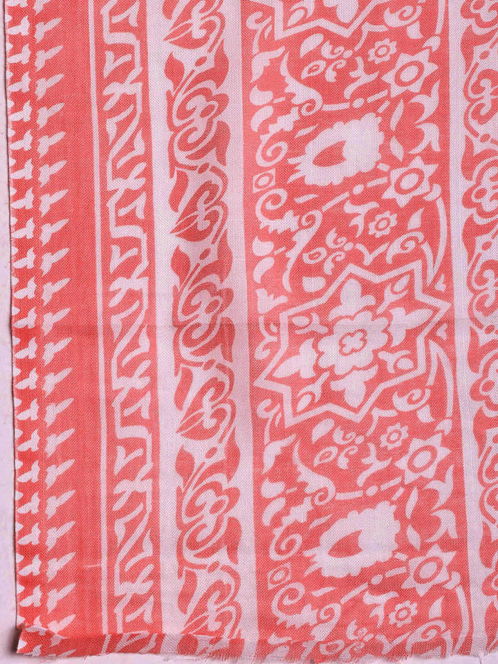 Printed Cotton Blend Unstitched Suit With Dupatta