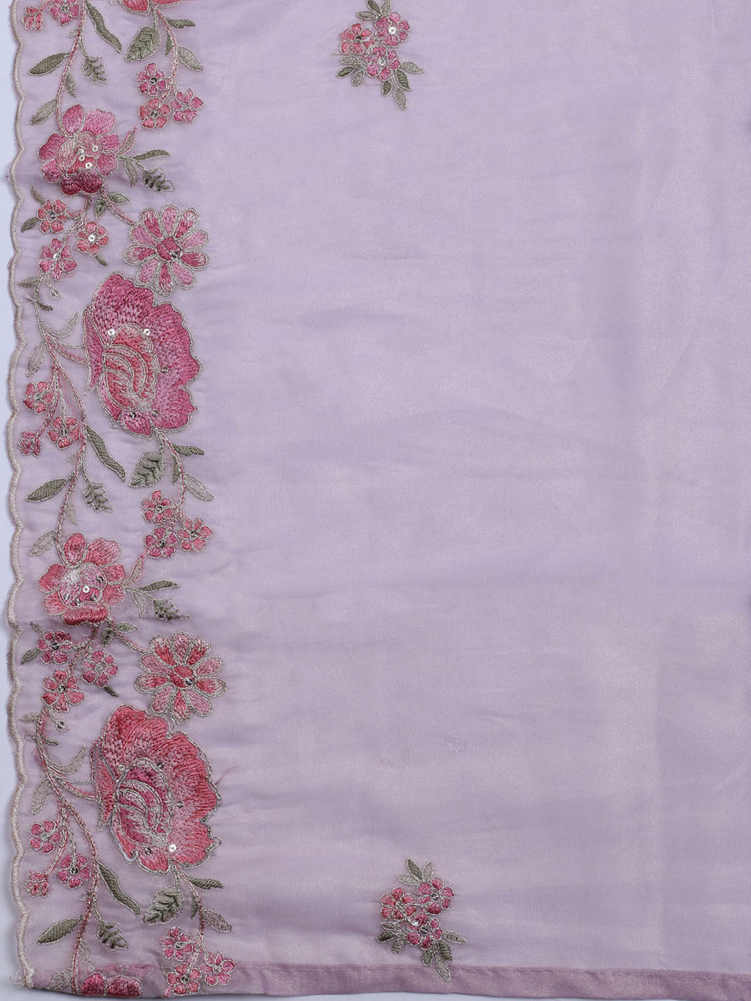 Embroidered Organza Unstitched Suit With Dupatta