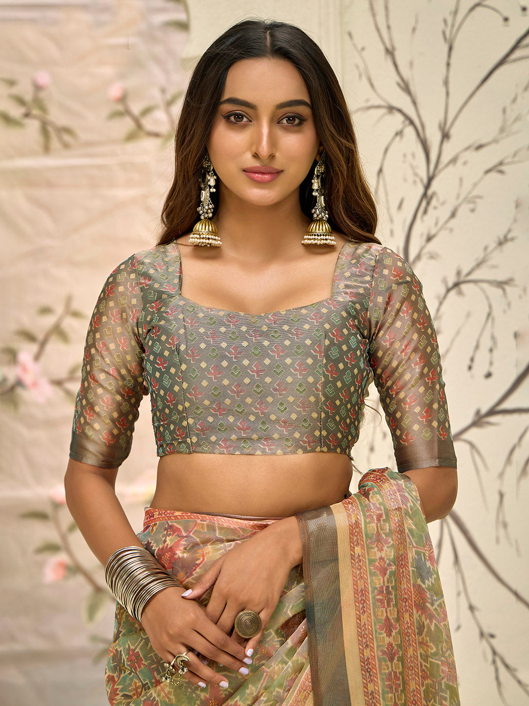Abstract Printed Art Silk Saree