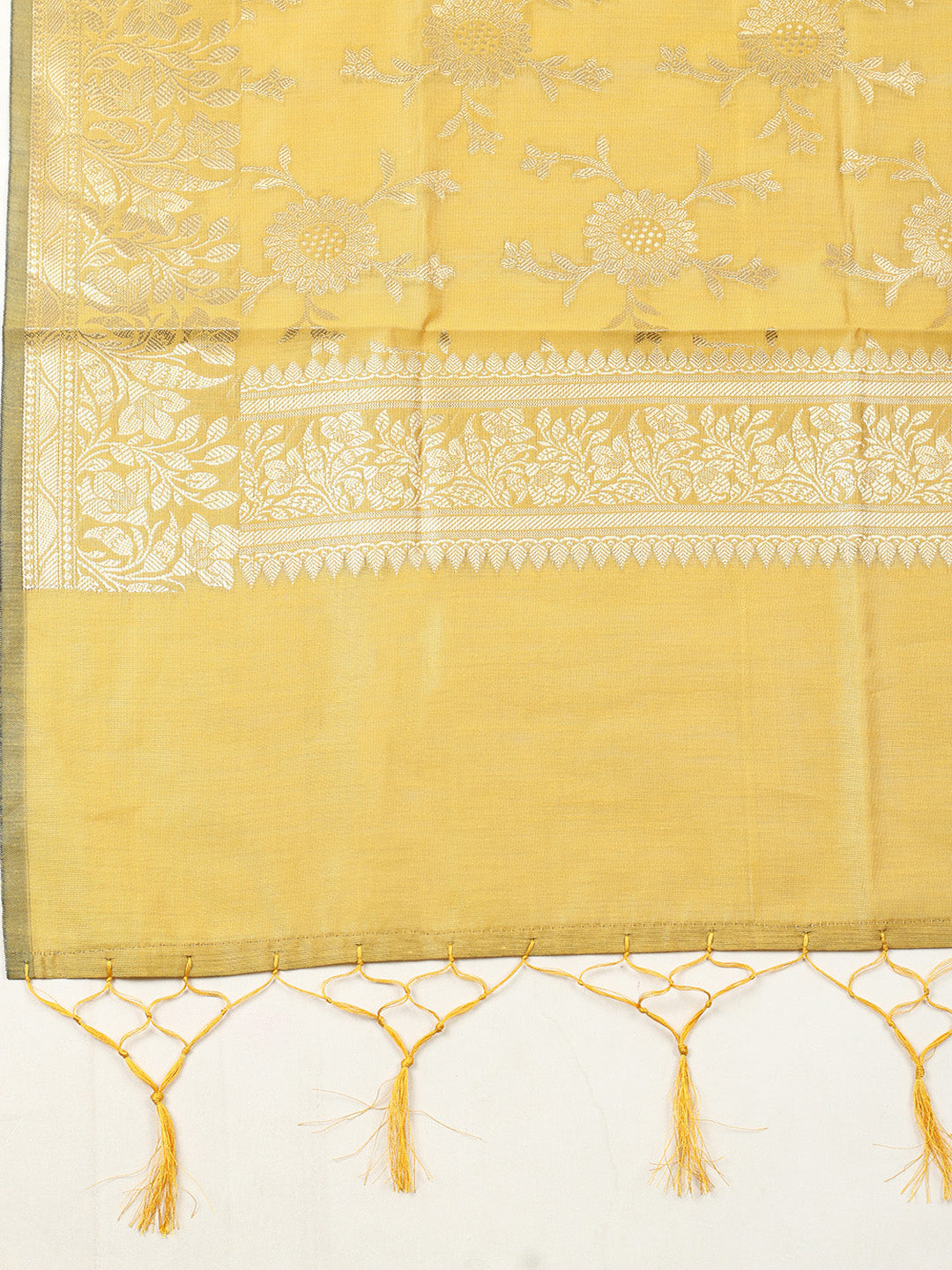 Woven Design Chanderi Unstitched Suit With Pant &amp; Dupatta