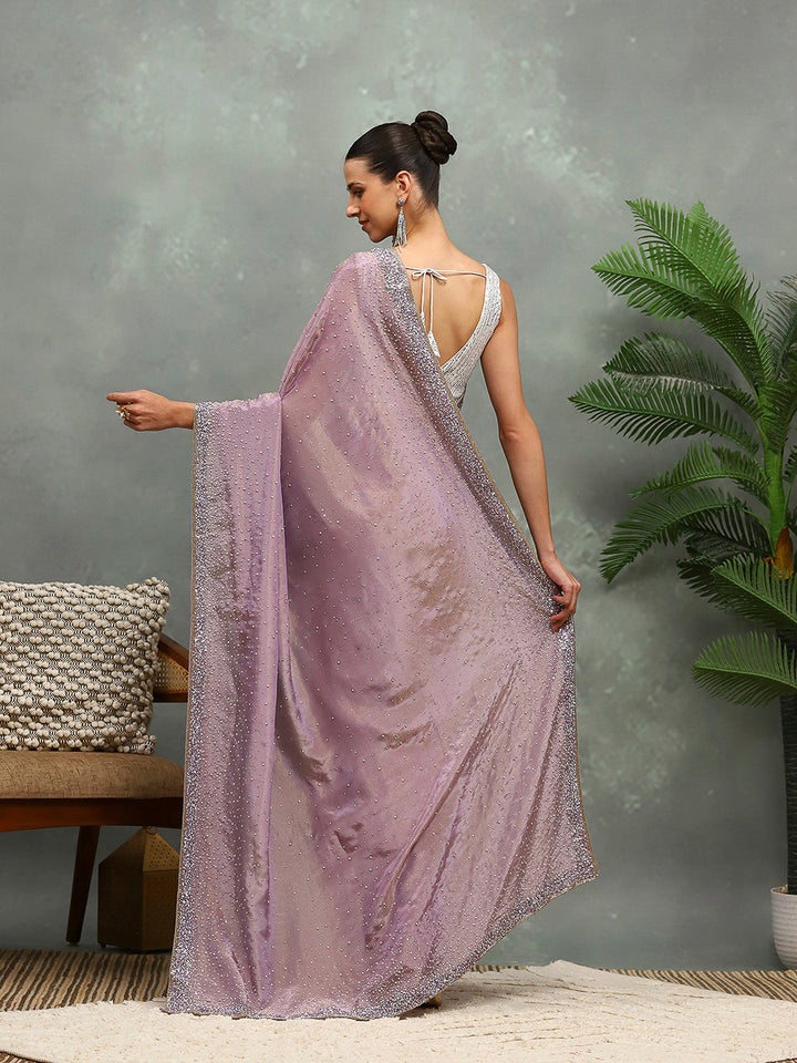 Stone Embroidered Tissue Saree