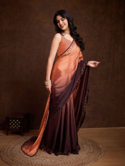 Stone Work Border Chinon Saree