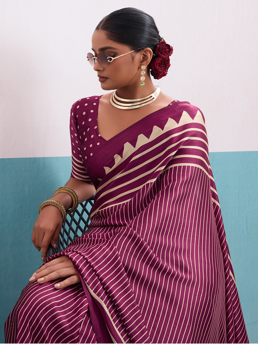 Printed Satin Saree