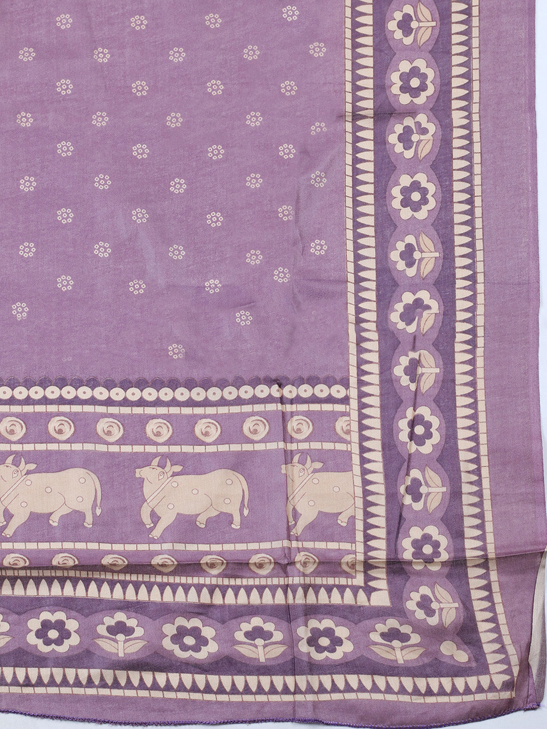 Printed Cotton Blend Unstitched Suit With Pant &amp; Dupatta