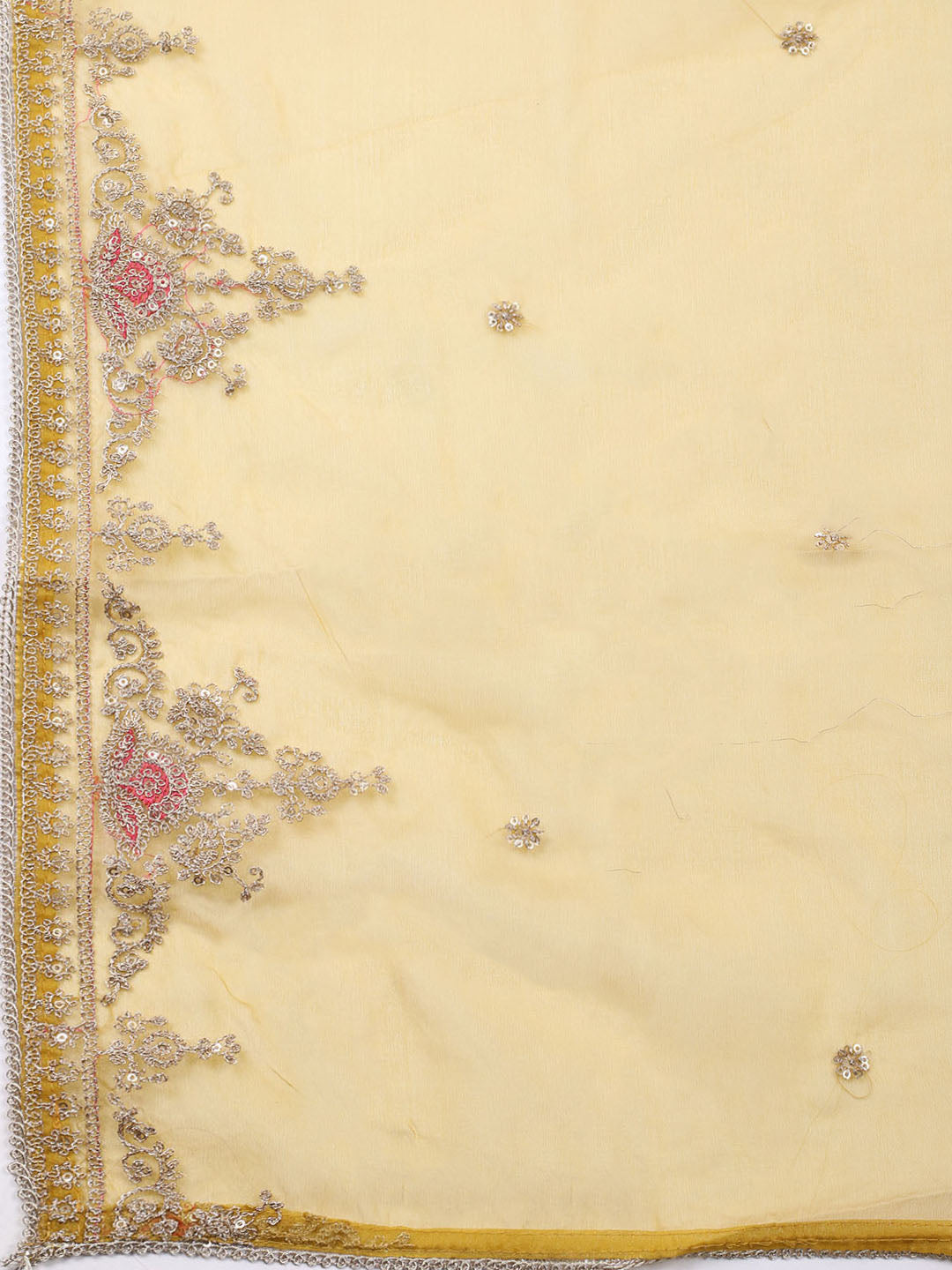 Neck Embroidered Chanderi Unstitched Suit With Dupatta