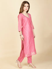 Abstract Print Chanderi Suit Set With Dupatta