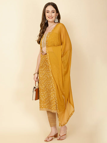 Printed Cotton Unstitched Suit Piece With Dupatta