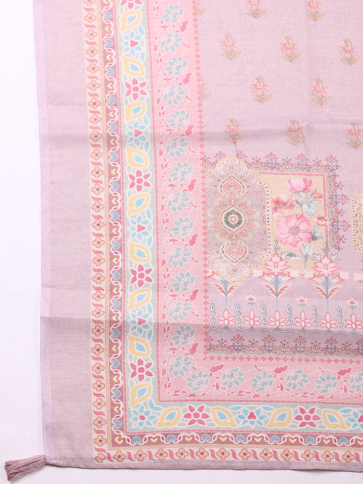 Printed Tissue Unstitched Suit With Pant &amp; Dupatta