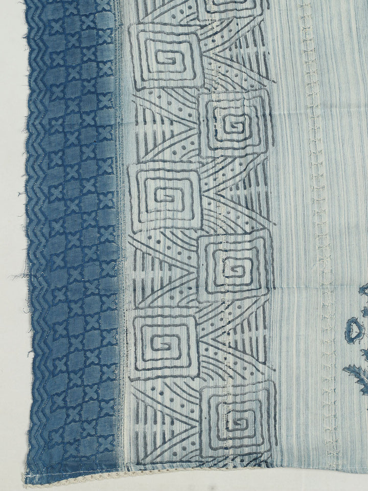 Printed Cotton Unstitched Suits Printed Suit With Pant &amp; Dupatta