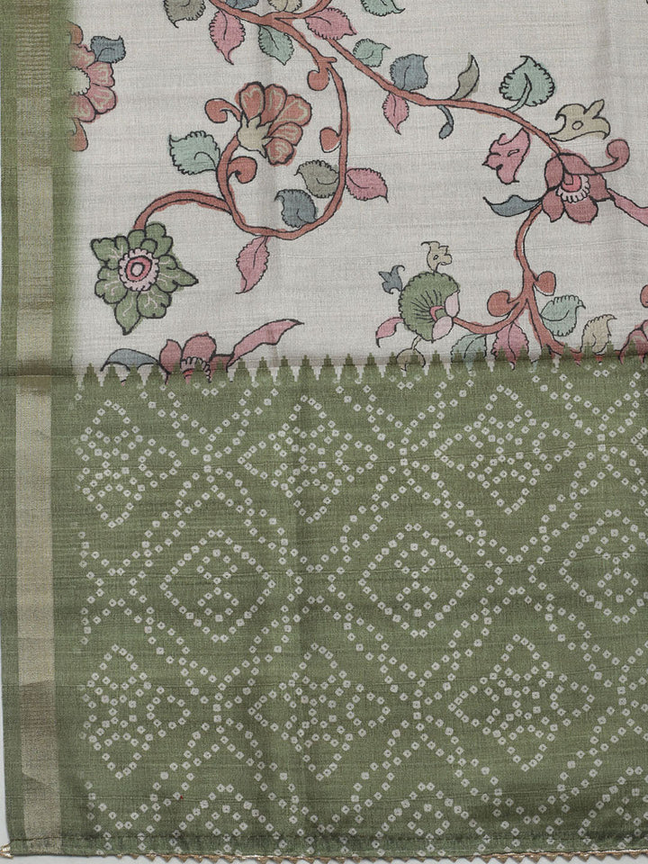 Embroidered Tussar Unstitched Suit With Dupatta