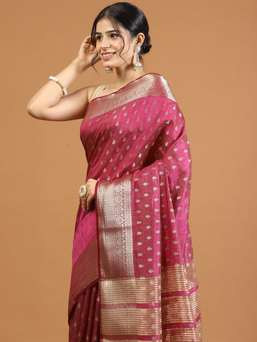 Zari Border Booti Handloom Woven Saree