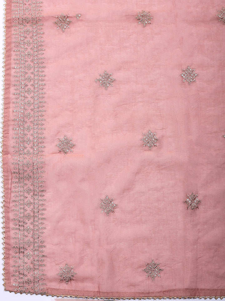 Sequence Work Chanderi Unstitched Suit With Dupatta
