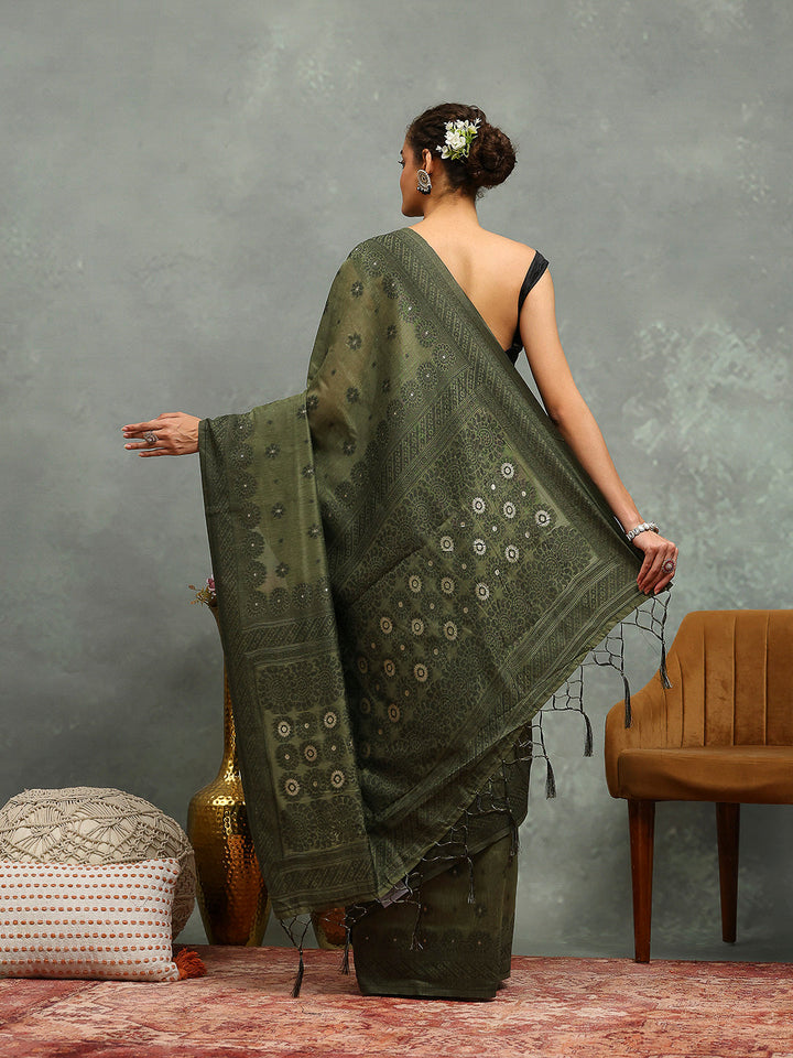 Resham Booti Woven Cotton Saree