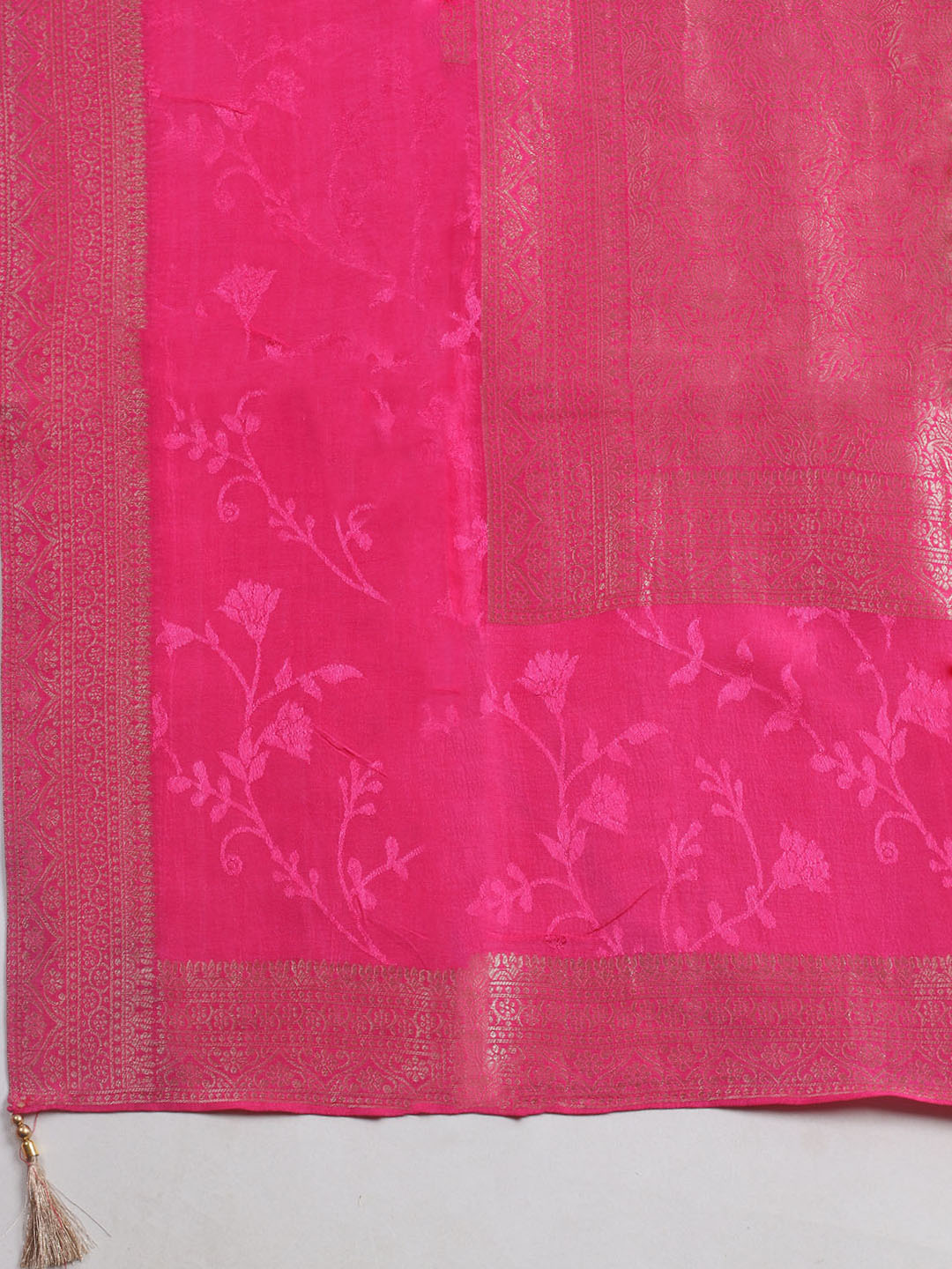 Embroidered Chanderi Unstitched Kurta With Pant &amp; Dupatta
