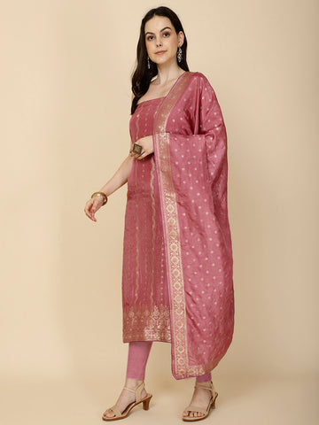 Woven Chanderi Unstitched Suit Piece With Dupatta