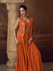 Embroidered Chinon Suit With Pant & Dupatta