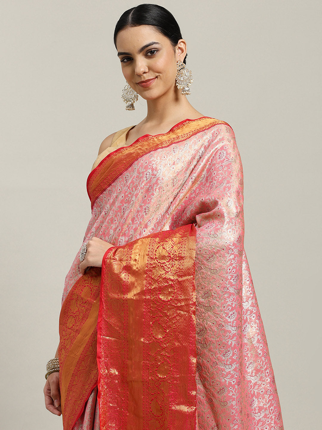 Woven Brodcade Zari Jaal Art Silk Saree