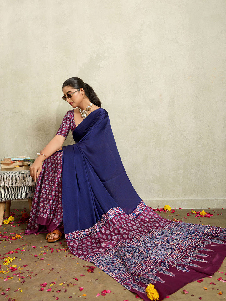 Printed Satin Saree