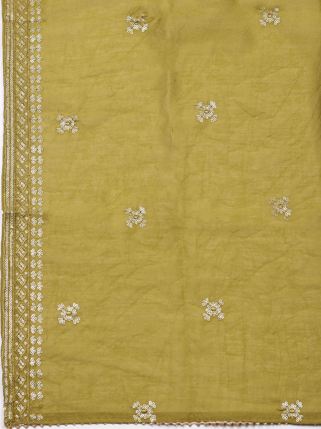 Embroidered Cotton Unstitched Suit With Pant &amp; Dupatta