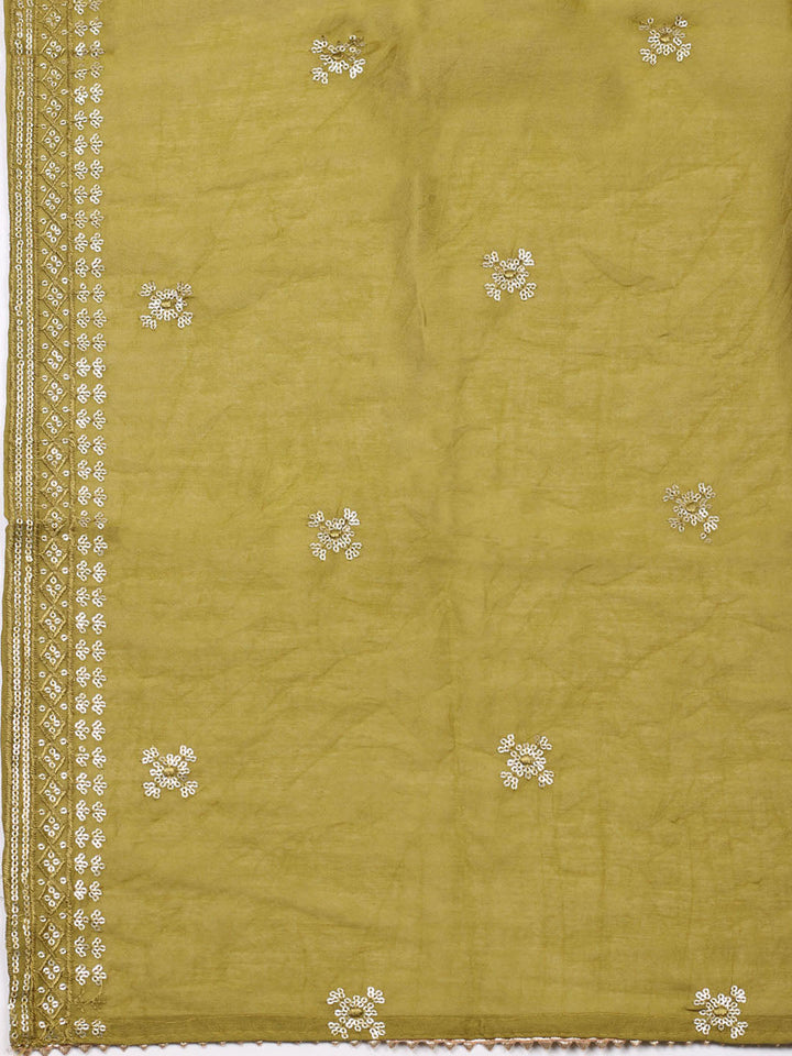 Embroidered Cotton Unstitched Suit With Pant &amp; Dupatta