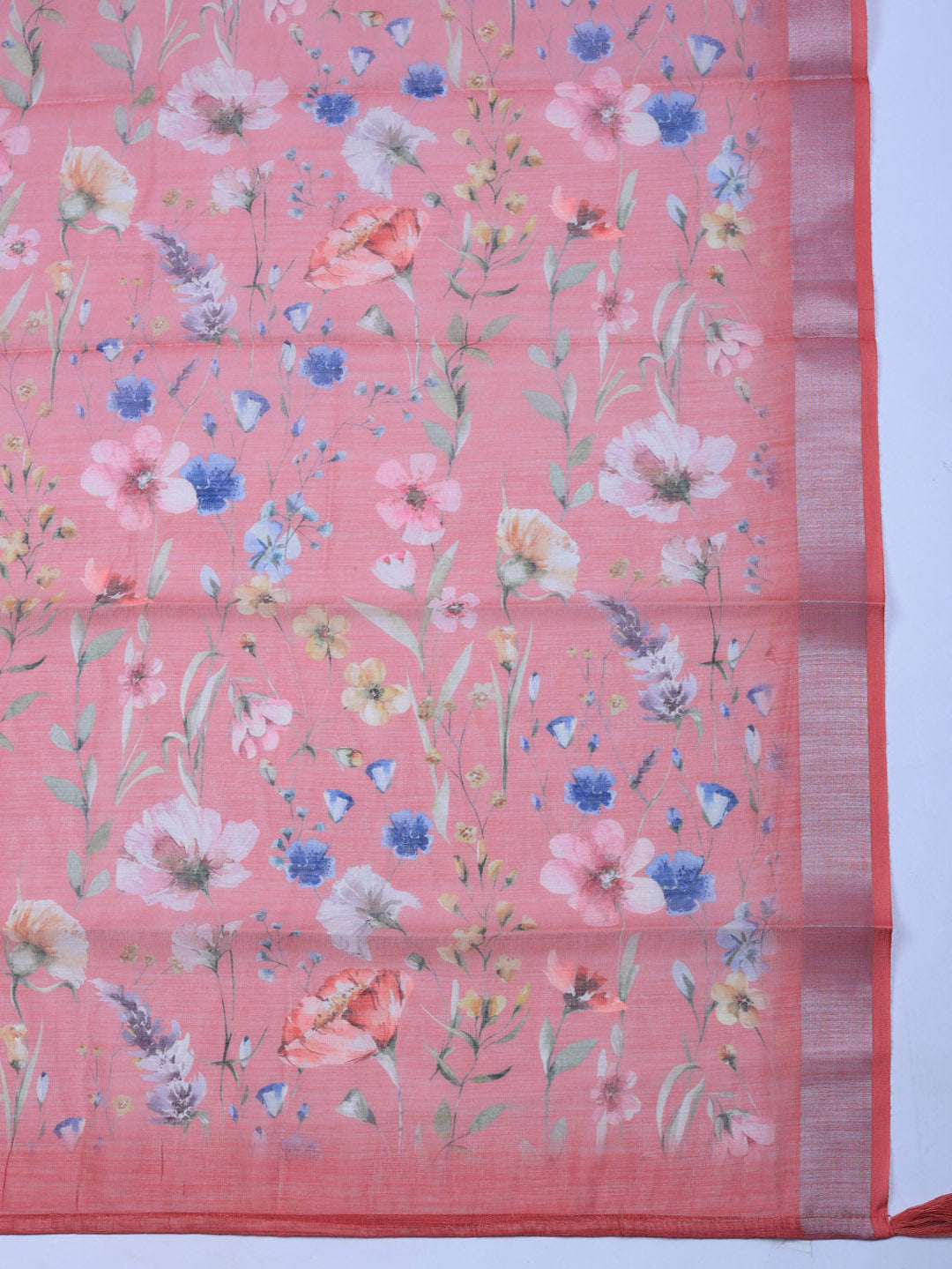Embroidered Linen Blend Unstitched Suit With Pant &amp; Dupatta
