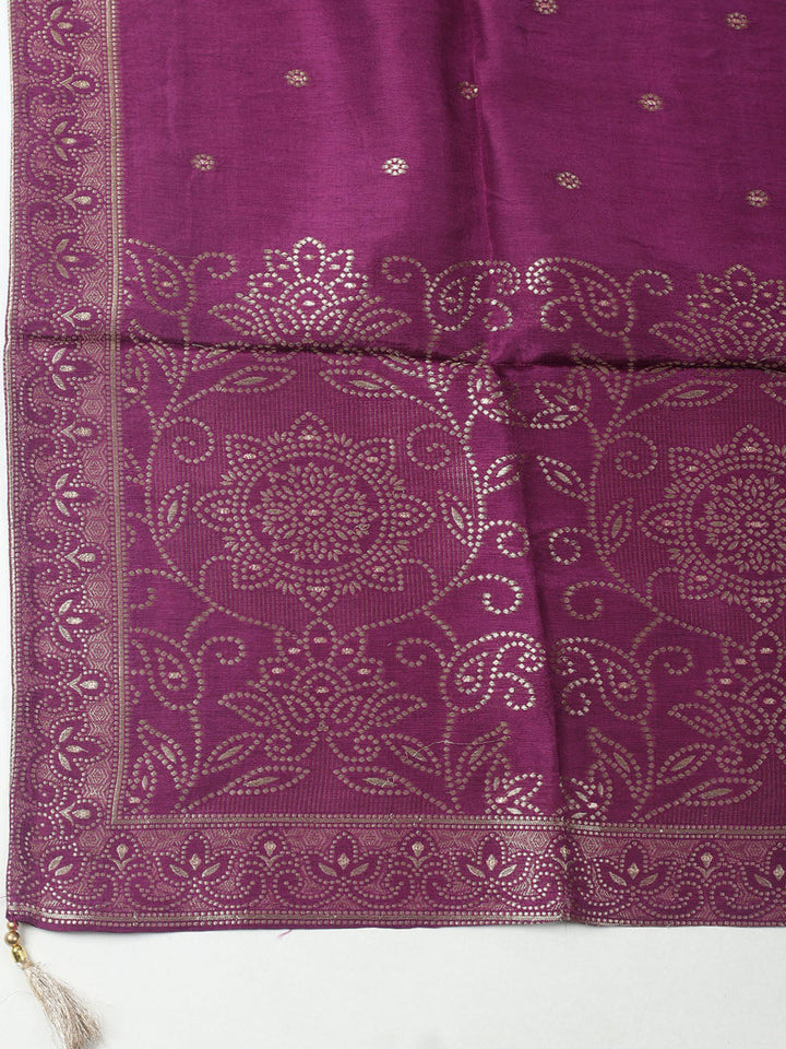 Woven Design Chanderi Unstitched Kurta With Pant &amp; Dupatta