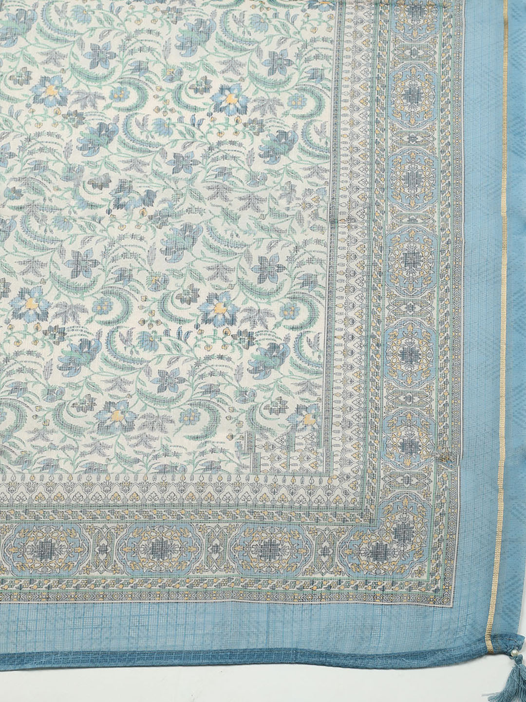 Embroidered Linen Blend Unstitched Suit With Pant &amp; Dupatta