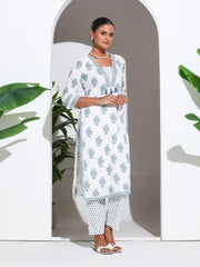 Printed Cotton Blend Kurta With Pant & Dupatta