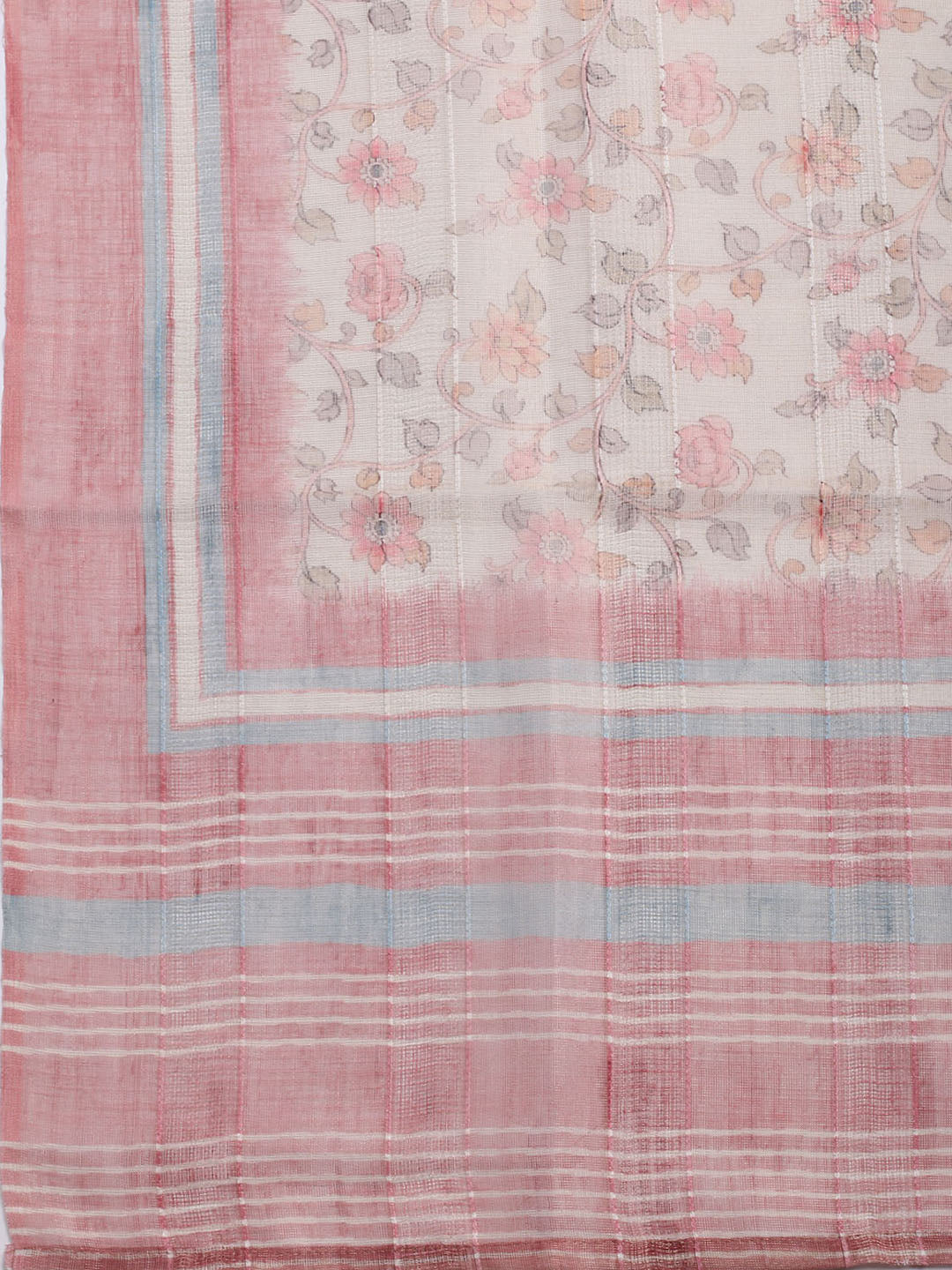 Embroidered Linen Unstitched Kurta With Pant & Dupatta