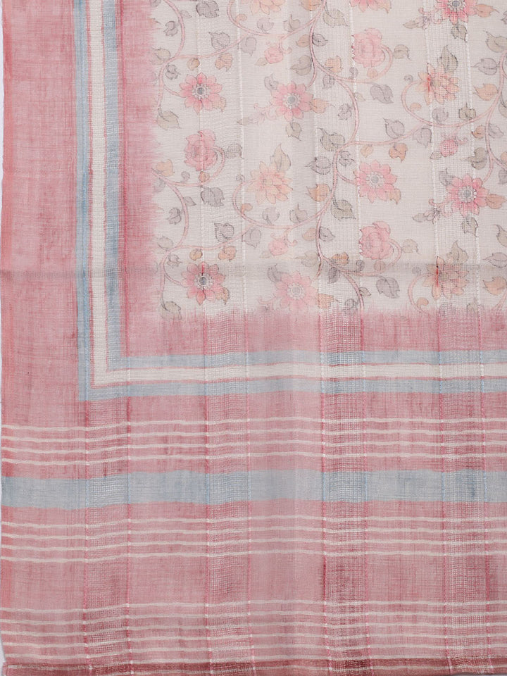 Embroidered Linen Unstitched Kurta With Pant &amp; Dupatta