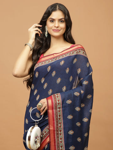 Floral Printed Cotton Saree