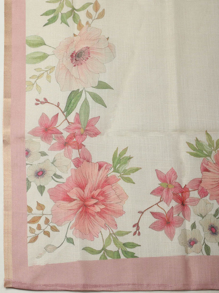 Printed Tissue Unstitched Suit With Pant &amp; Dupatta