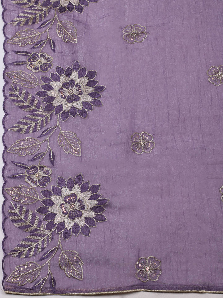 Embroidered Tissue Unstitched Suit With Pant &amp; Dupatta