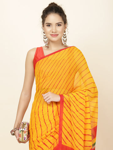 Leheriya Printed Georgette Woven Saree