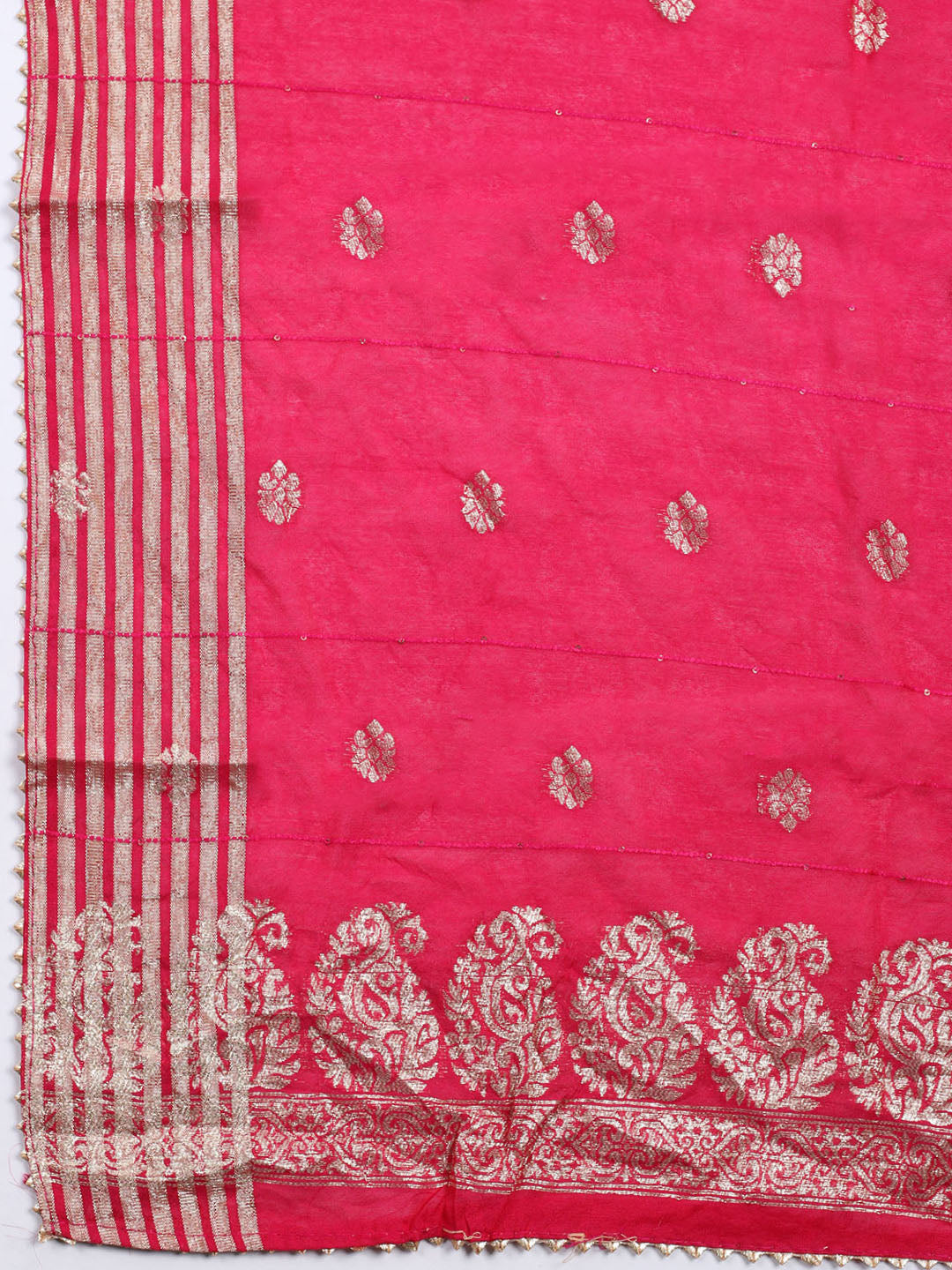 Neck Embroidered Chanderi Unstitched Suit With Dupatta