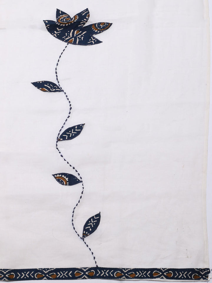Printed Cotton Blend Unstitched Suit With Pant &amp; Dupatta