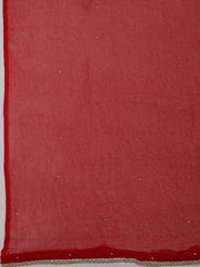 Woven Design Chanderi Red Unstitched Suit With Pant & Dupatta