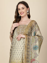 Printed Muslin Unstitched Suit Piece With Dupatta