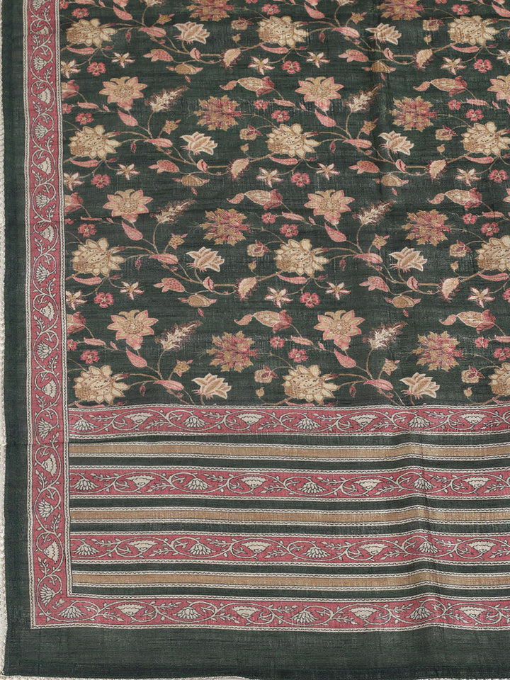 Embroidered Tussar Unstitched Suit With Dupatta