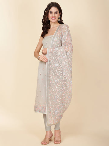 Embroidered Chiffon Unstitched Suit Piece With Dupatta