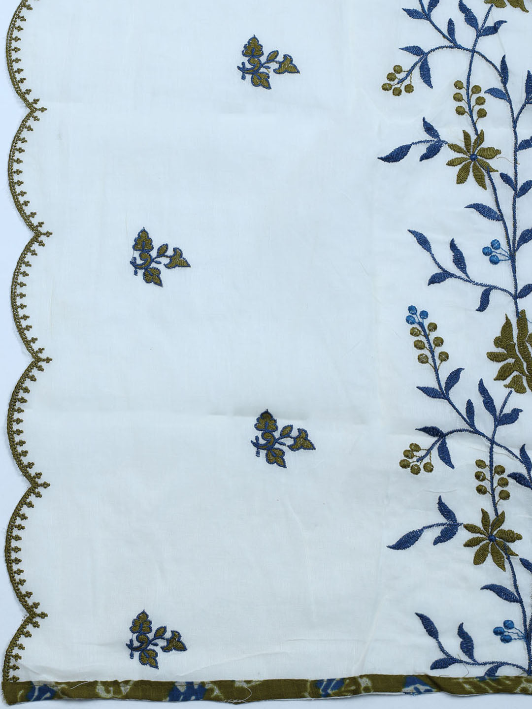 Neck Embroidered Cotton Blend Unstitched Suit With Dupatta