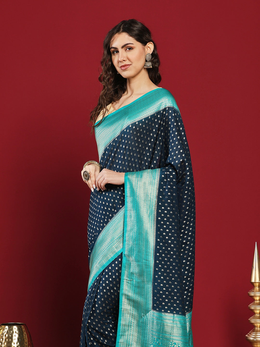 Plain Crepe Saree